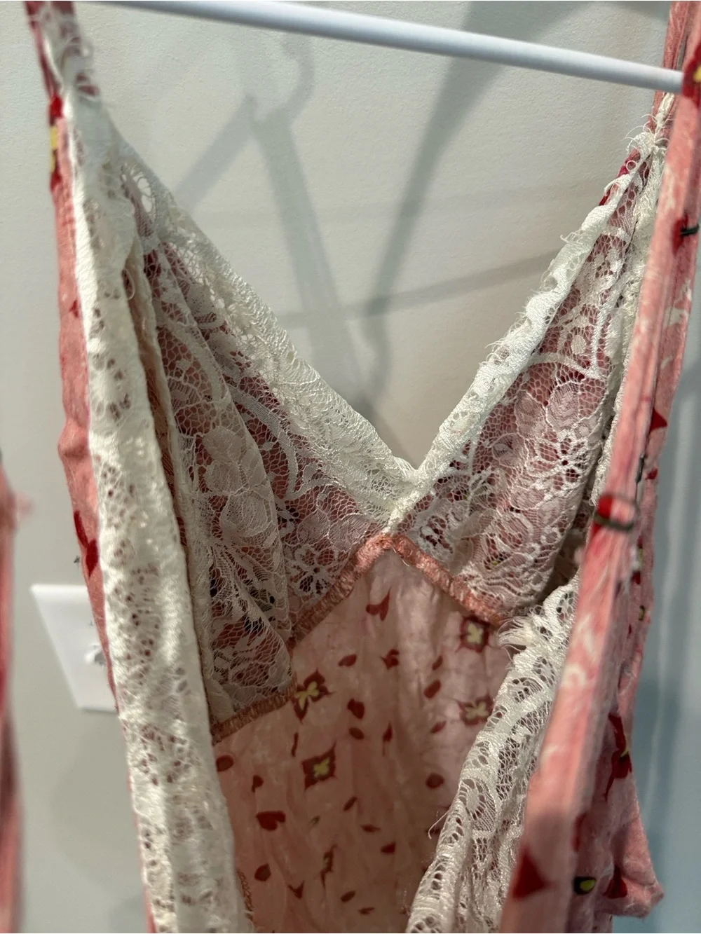 Anthropologie Dusty Pink Floral Lace-Trim Mini Dress - Picture 5 of 12
